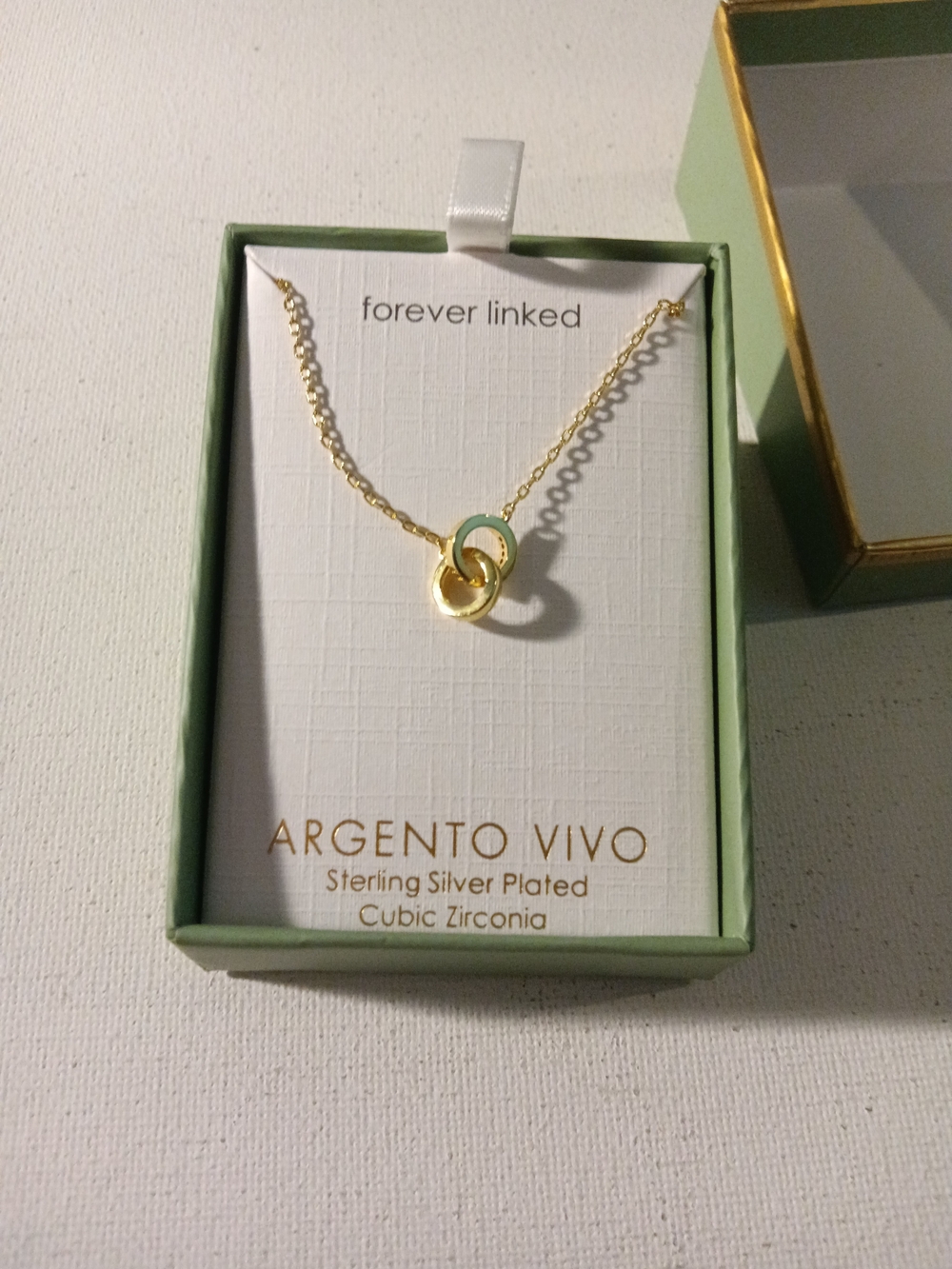 Argento Vivo Gold Double Circle Necklace with Cubic Zirconias